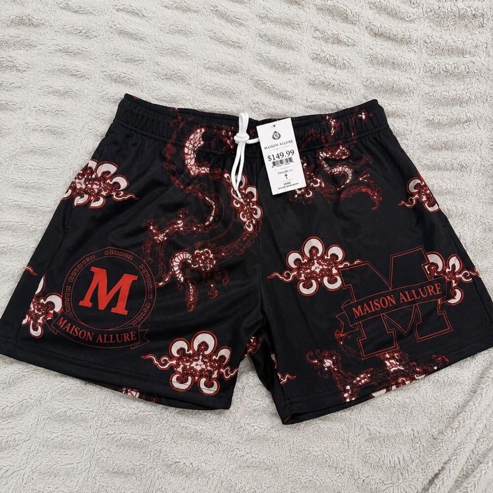Maison Allure Streetwear Red Dragon Mesh Shorts - Large